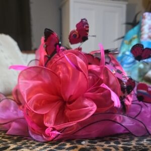 Elegant Pink Fascinator with Butterfly Accents
